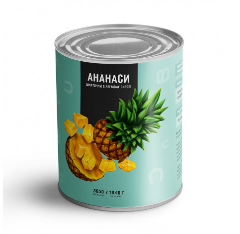Ананас шматочками 3.050 ТМ Del Gusto